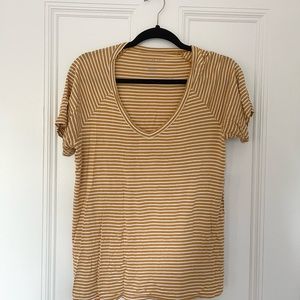 american eagle mustard yellow striped tshirt